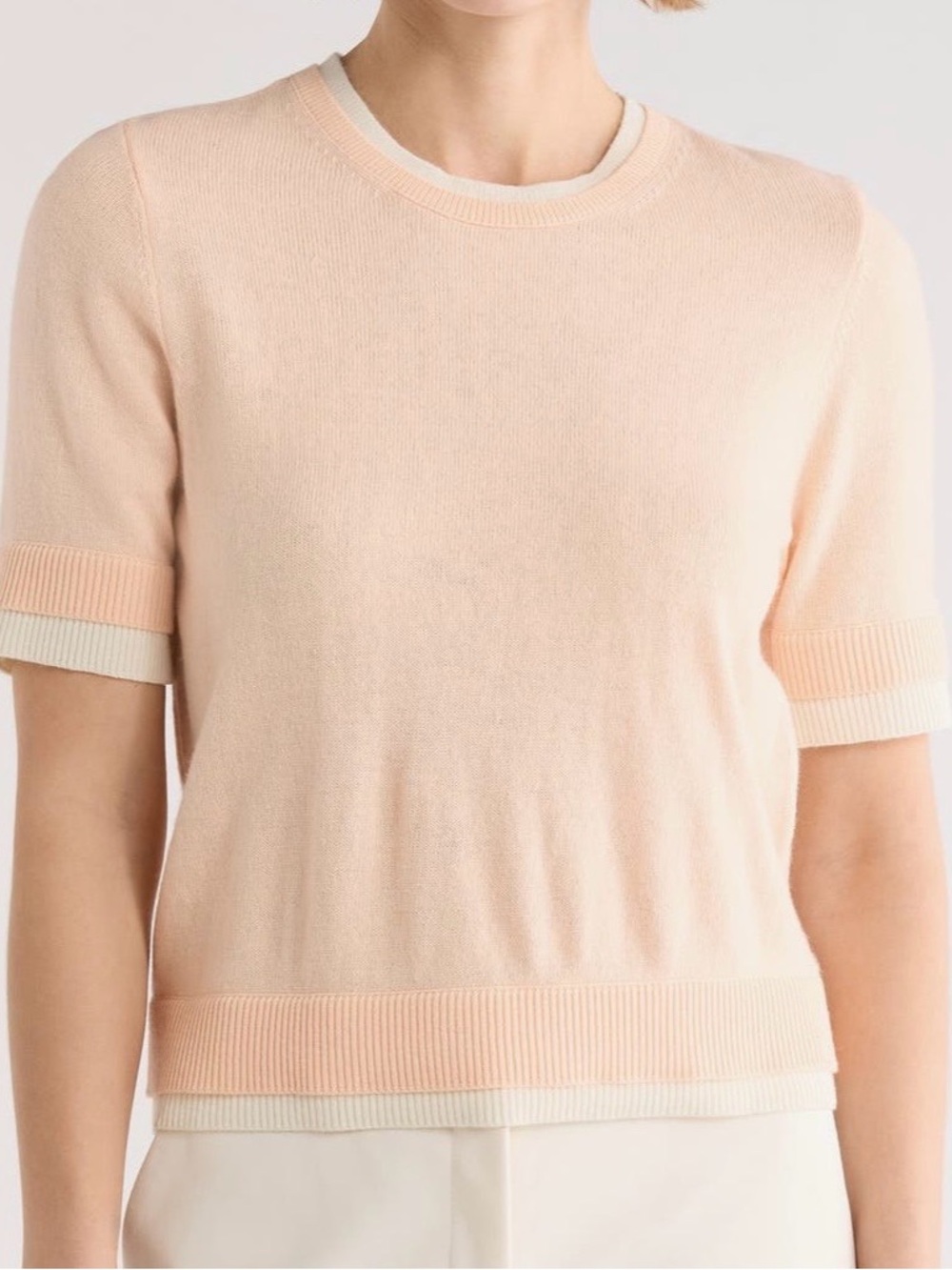 French Connection Peach Crewneck Short Sleeve Sweater
